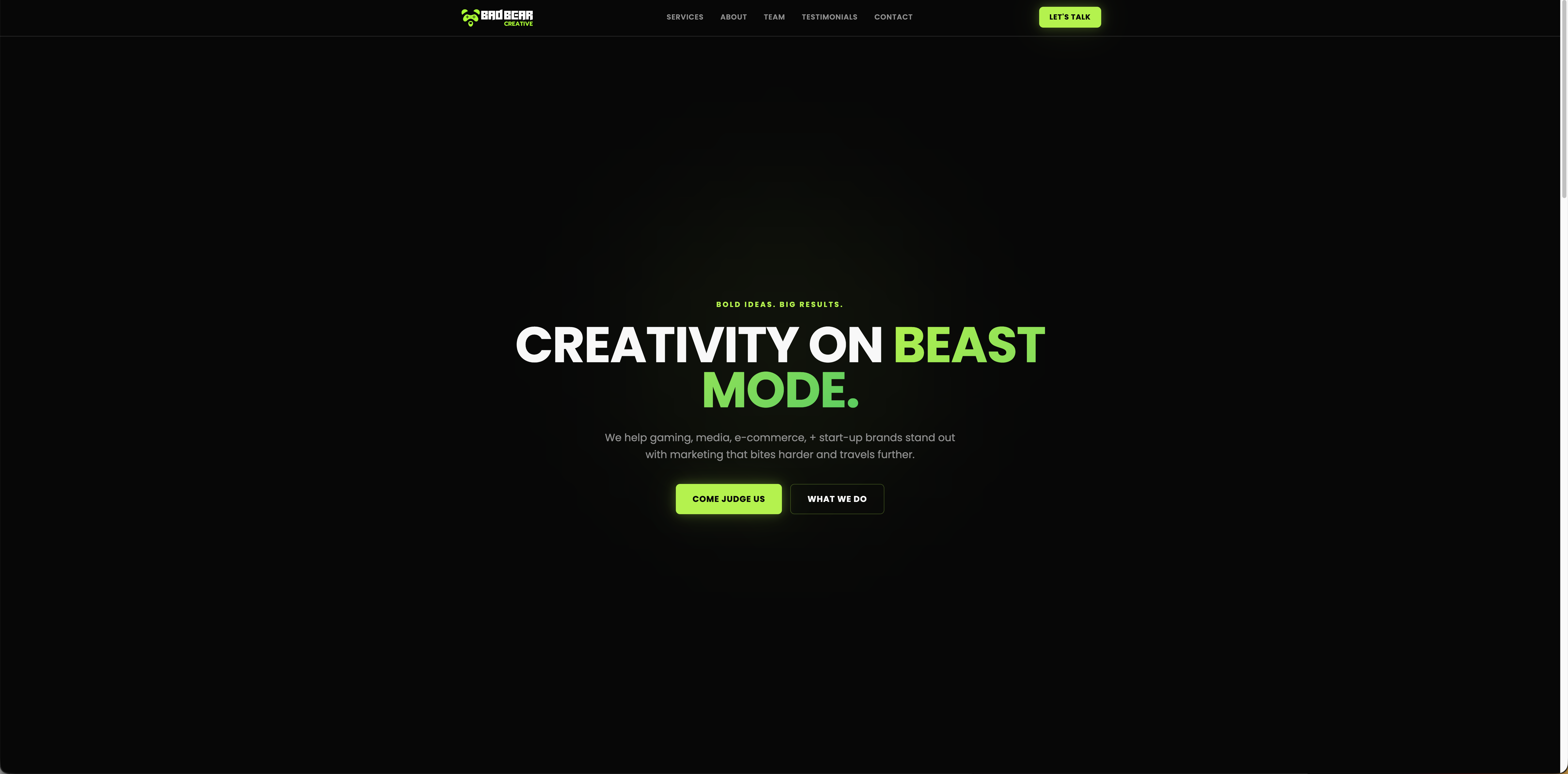 Bad Bear Creative site homepage