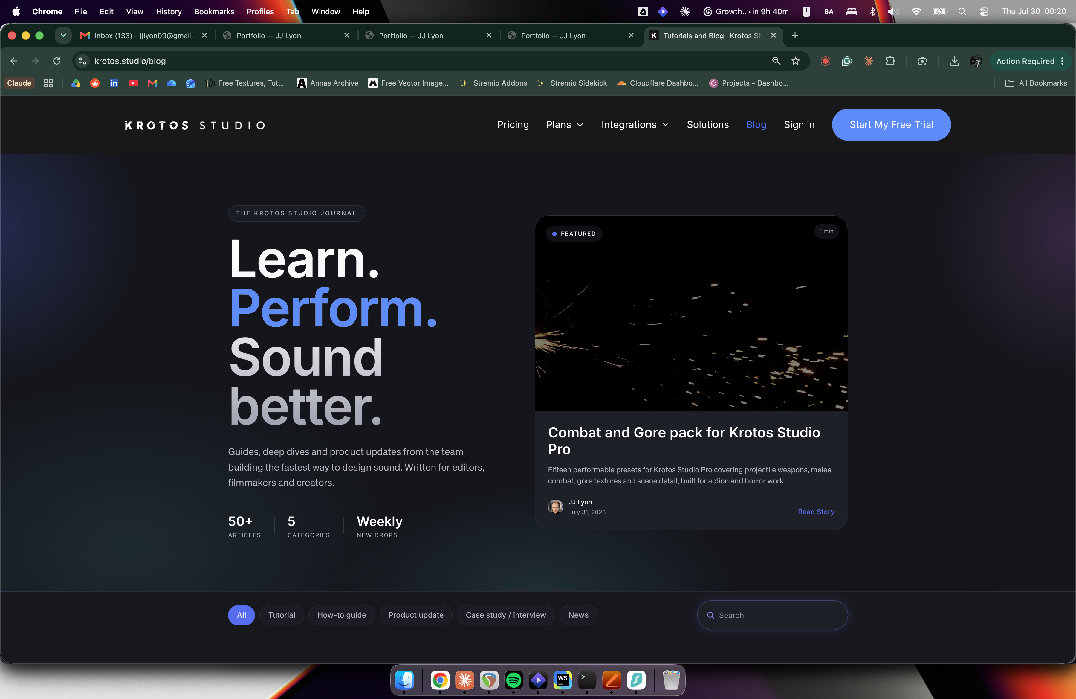 Krotos Studio blog, filterable and searchable